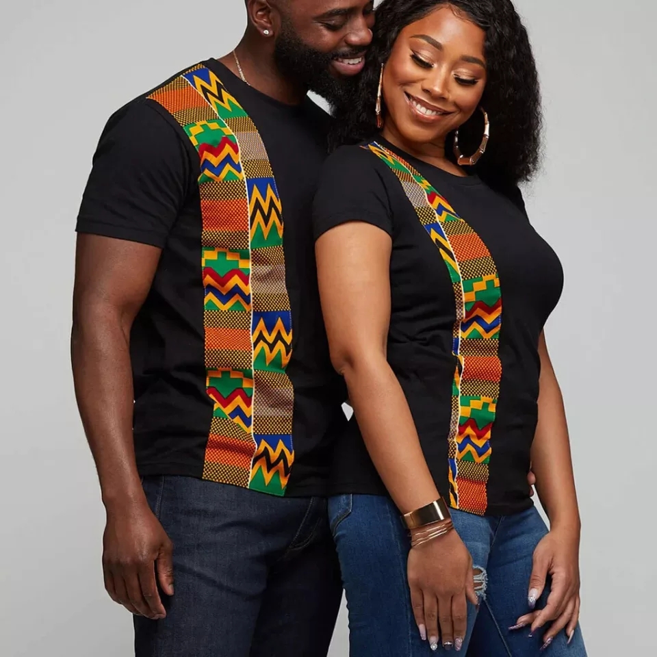 African Print T-shirt For Women Men Couple&nbsp;Lovers