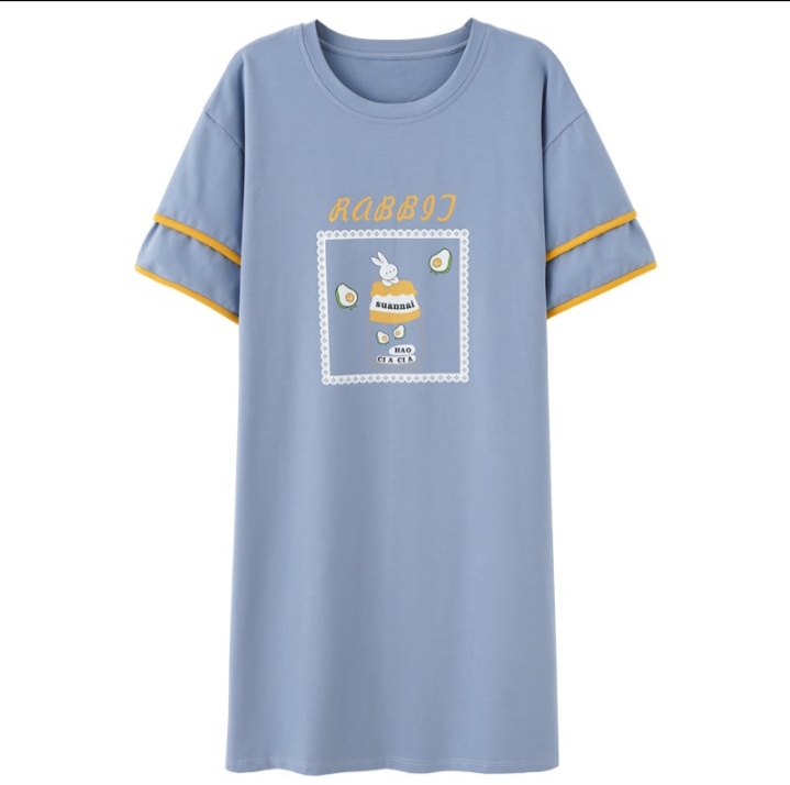 Cotton Women’s Sleep Lounge Dress Big Girls Cartoon Sleepwear Nightgowns Sleepshirts Night Shirts Home Clothing Nightwear